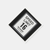 16th Birthday Speed Limit Sign - ANY AGE Napkins Serviette (Ecke)