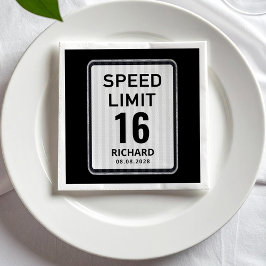 16th Birthday Speed Limit Sign - ANY AGE Napkins Serviette