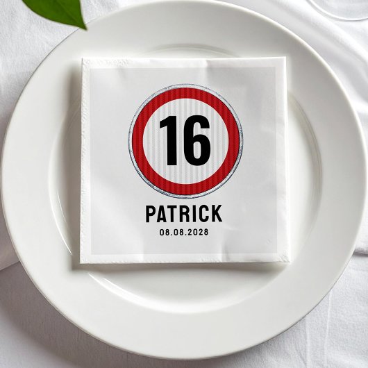 16th Birthday Speed Limit Sign - ANY AGE Serviette