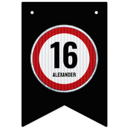 16th Birthday Speed Limit Sign - ANY AGE Wimpelkette