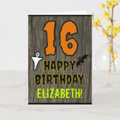 16th Birthday: Spooky Halloween Theme, Custom Name Karte (Gelbe Blume)