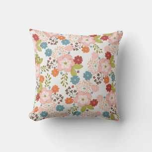 16x16 Rosa und blaues Blumenkissen Kissen