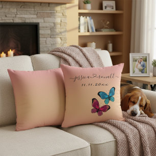 16x16 Rose Goldnamen und Date Wedding Throw Kissen