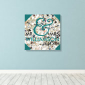 16x16 Wrapped Canvas Wedding Date Nachname Art Leinwanddruck (Insitu (Holzboden))