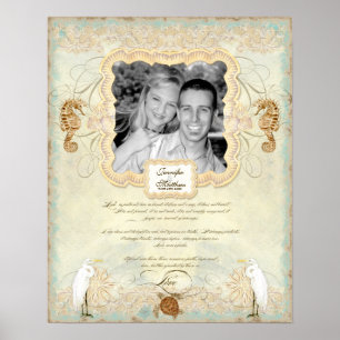 16x20 Hochzeitfotografie Liebe Chap Beach Seashore Poster