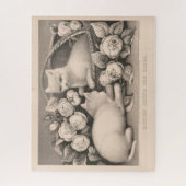 16x20 Kätzchen unter den Rose - Currier & Ives Cat Puzzle (Vertikal)
