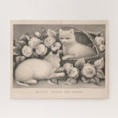 16x20 Kätzchen unter den Rose - Currier & Ives Cat Puzzle (Horizontal)