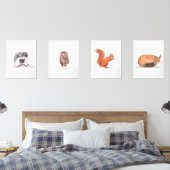 16x20 Waldtiere, Niedliche Wasserfarben, Set (Schlafzimmer)