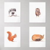 16x20 Waldtiere, Niedliche Wasserfarben, Set (Vorderseite)