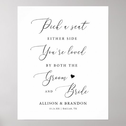 16x20Rustikale Hochzeit Wähle einen Sitz, nicht ei Poster (Vorne)