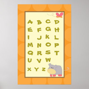 16x24 Kinderzimmer Art ABC Seeblick Tropisches Pun Poster