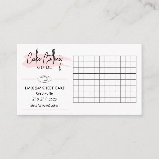 16x24" Rectangle Cake Serving Guide 2x2 Portionen Begleitkarte (Vorderseite)