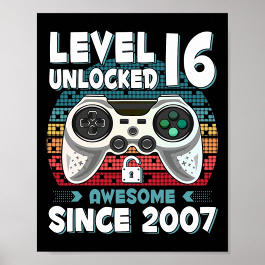 16yr Bday Son Boy Funny Gamer 16. 16. Poster (Vorne)