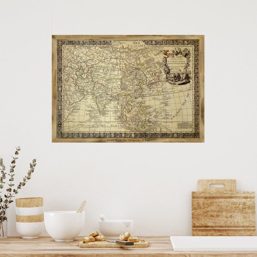 1700 AD OLD WORLD MAP Poster (Küche)
