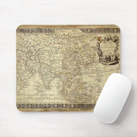 1700 ANTIQUE World MAP Mousepad (Mit Mouse)