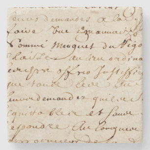 1700er Jahre Vintage Französisch Script Grunge Per Steinuntersetzer