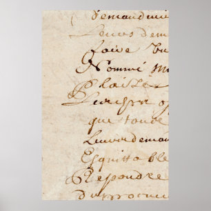 1700s Vintages französisches Skript-Retro Poster