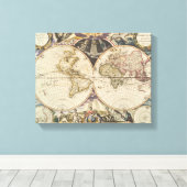 1702 Eine neue Weltkarte Leinwanddruck (Insitu (Holzboden))