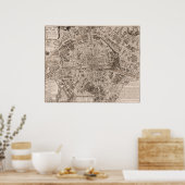 1705 Karte von Paris, Frankreich Poster (Küche)