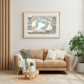 1706 de la Feuille Karte Italiens Poster