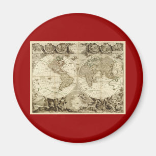 1708 Weltkarte von Jean Baptiste Nolin Magnet