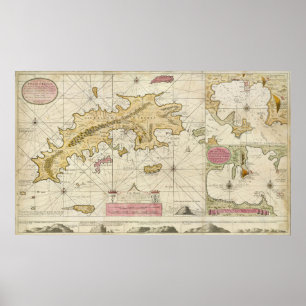 1719 St. Thomas Jungfrau Islands map van Keulen Poster