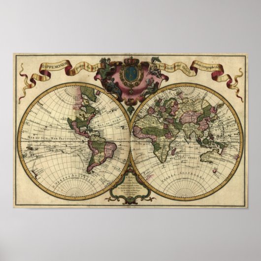 "1720 Guillaume de Lisle" Olde Worlde Map Poster (Vorne)
