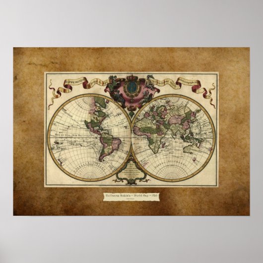 "1720 Guillaume DeLisle" Olde Worlde Map Poster (Vorne)