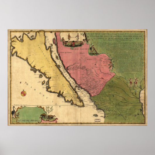 1720 Karte von Kalifornien als Insel Poster (Vorne)