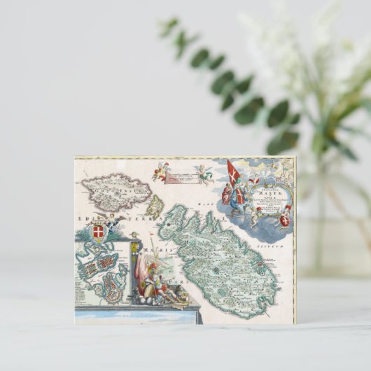 1720 Malta Map Postkarte (Stehend Vorderseite)