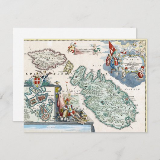 1720 Malta Map Postkarte (Vorne/Hinten)