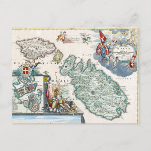 1720 Malta Map Postkarte