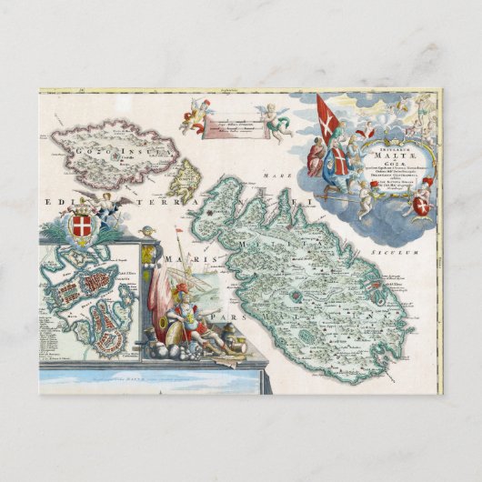 1720 Malta Map Postkarte (Vorderseite)