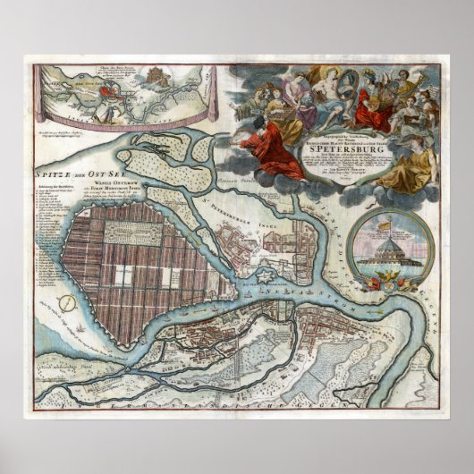 1720 St. Petersburg Karte Poster (Vorne)