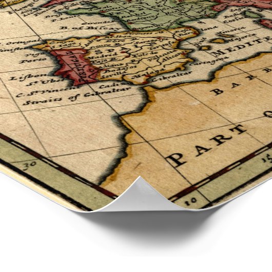 1721 Karte Europas Poster (Ecke)