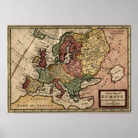 1721 Karte Europas Poster (Vorne)