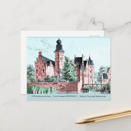 1729 A. de Haen Dutch Kasteel WESTERVELT Postcard Postkarte (Vorderseite/Rückseite Beispiel)