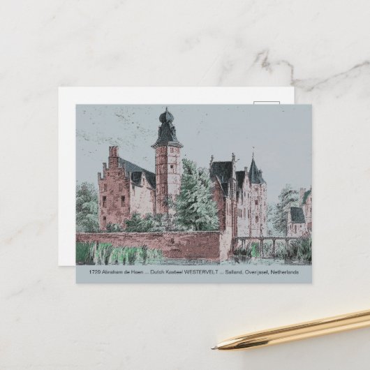 1729 A. de Haen Dutch Kasteel WESTERVELT Postcard Postkarte (Vorderseite/Rückseite Beispiel)