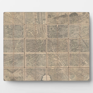 1739 Turgot View and Map of Paris Frankreich Brete Fotoplatte