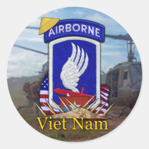 173. abn im Flugzeug Brigaden-Vietnam-Krieg Runder Aufkleber