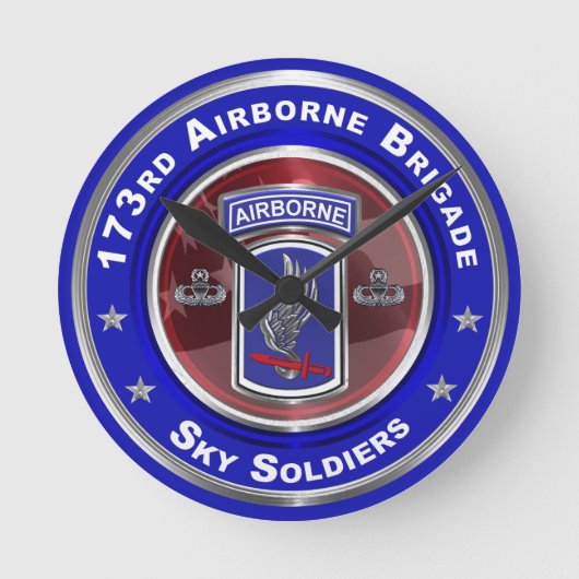 173rd Airborne Brigade Sky Soldiers Runde Wanduhr (Vorderseite)