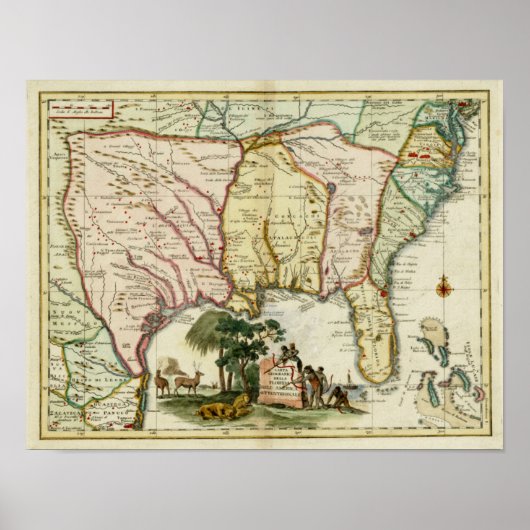 1740 Florida Karte Poster (Vorne)