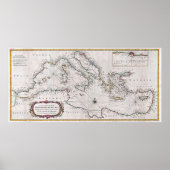 1745 Seale Map oder Sealkarte des Mittelmeers Poster (Vorne)