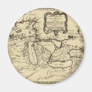 1755 Great Lakes and New France / Canada Map Magnet