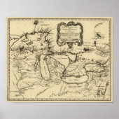 1755 Great Lakes and New France / Canada Map Poster (Vorne)