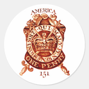 1765 Amerikanische Briefmarke Runder Aufkleber
