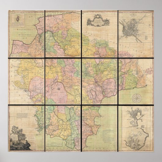 1765 Karte von Devonshire durch Benjamin Donn Poster (Vorne)