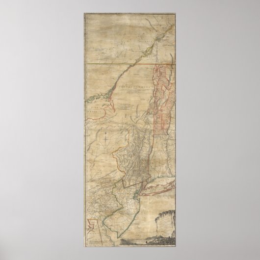 1768 Jeffreys Map of New York and New Jersey Poster (Vorne)