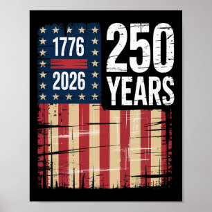 1776 2026 250 Jahre Jubiläum Distressed US-Flagge Poster