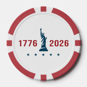 1776 2026 250. Jahrestag Amerika Patriotisch Pokerchips